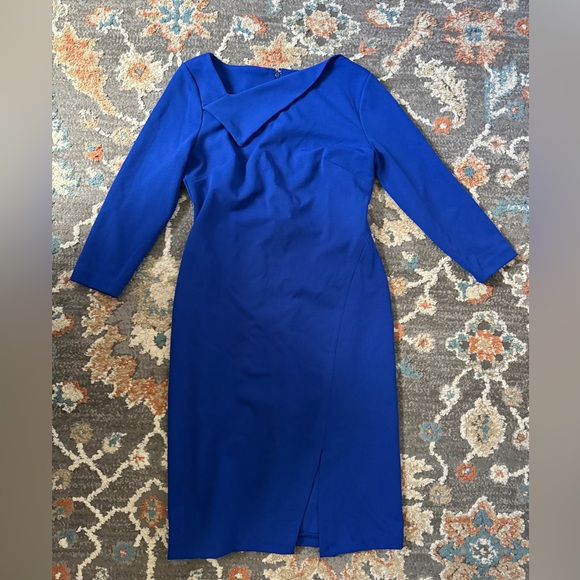 Calvin Klein Blue Regatta Foldover Sheath Dress Size 4 - Picture 7 of 11